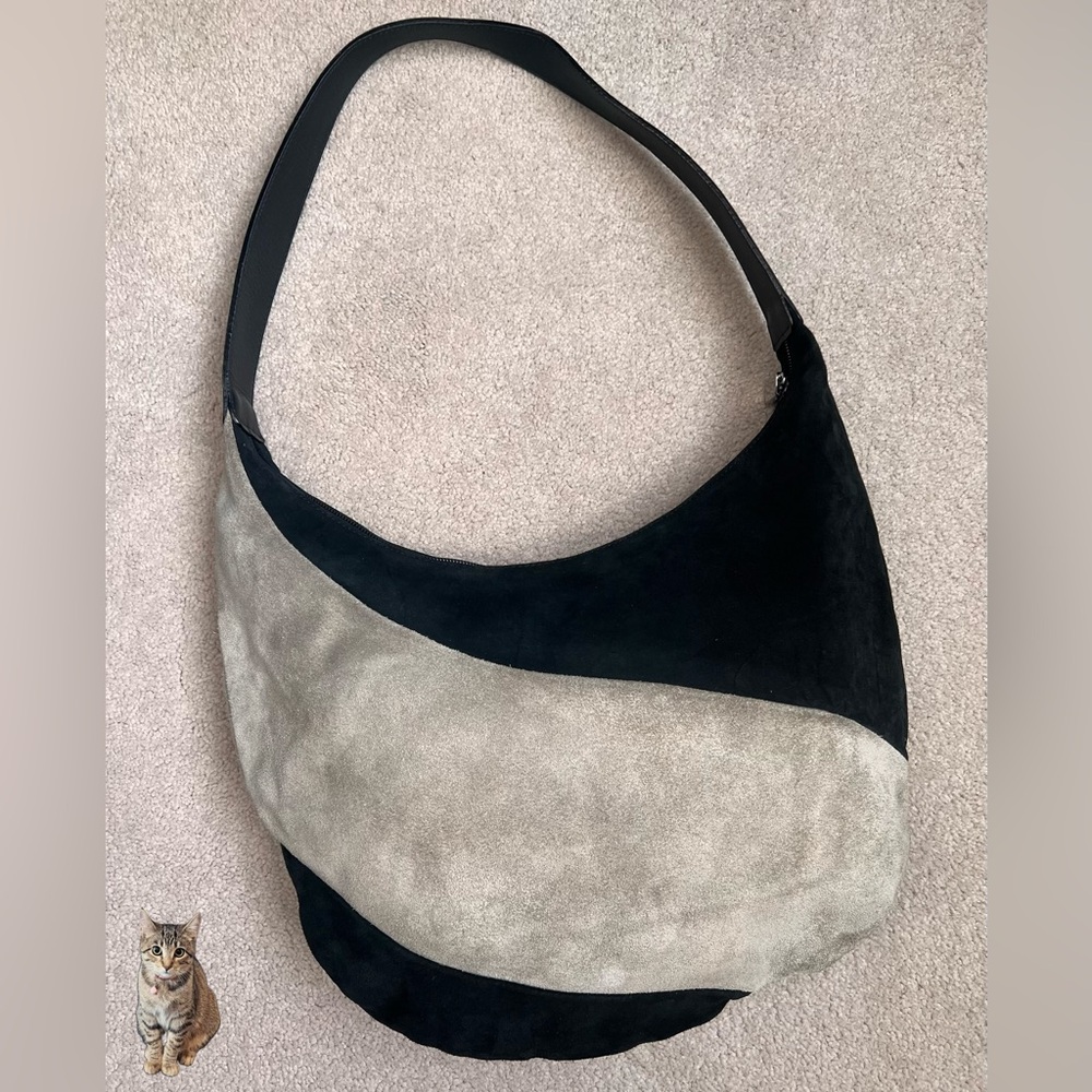 Furla Suede Hobo Bag, Black/Grey